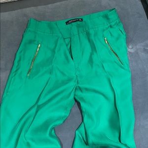 Green silk Zara pants